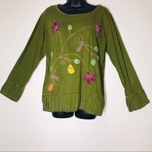 Rising International green embroidered long sleeve